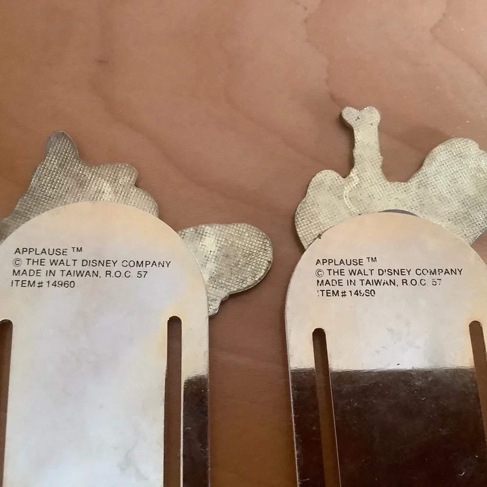 Vtg Disney bookmarks by Applause Minnie Mouse & Goofy gold based 3.5”